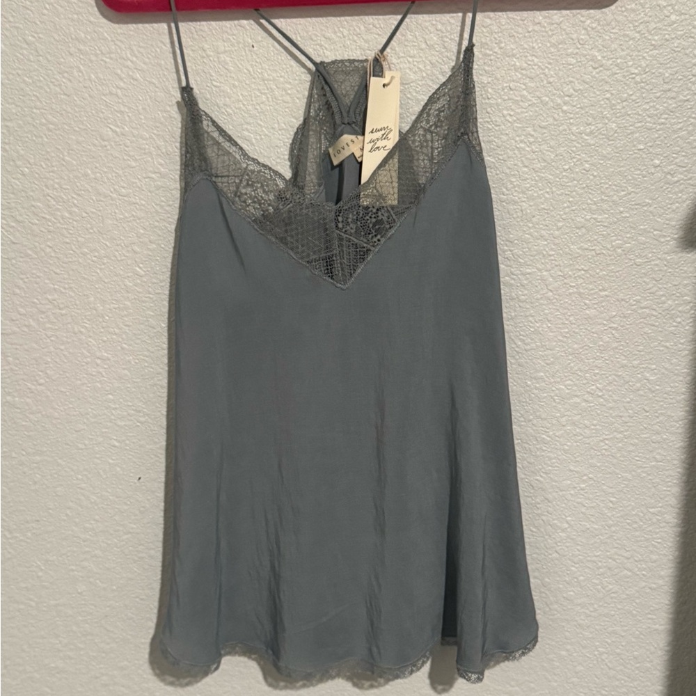 Blue lace trimmed cami